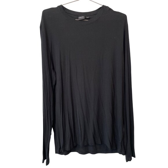 Hugo Boss Shirt Size Medium Crewneck Long Sleeve Tee Solid Black Knit Essentials - Picture 1 of 6